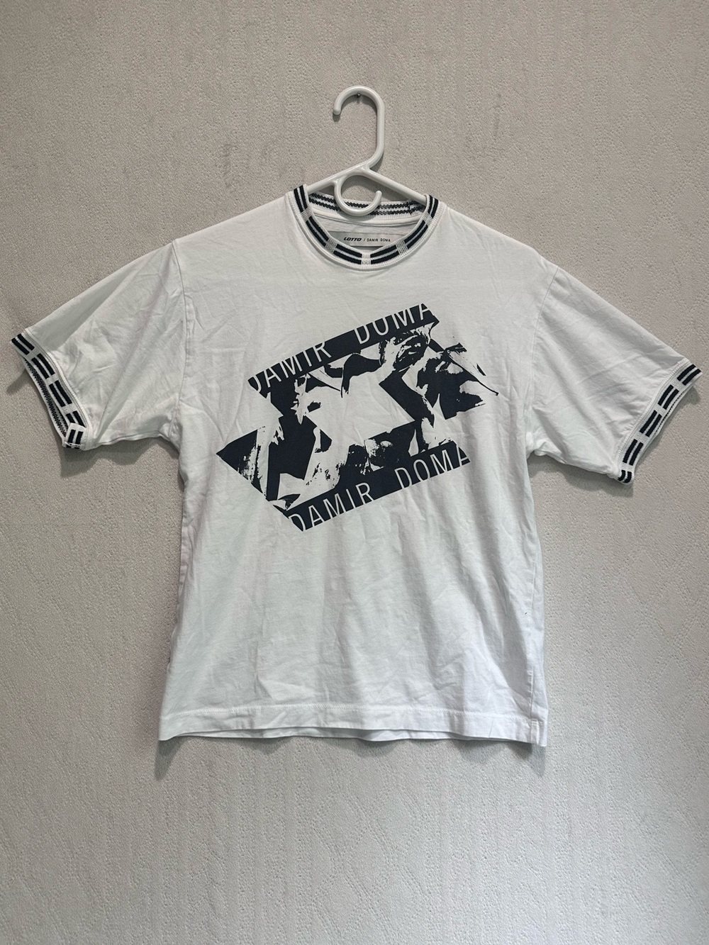 Damir Doma 90's White Tee T-Shirt Black Graphic and Trim Sz XXS
